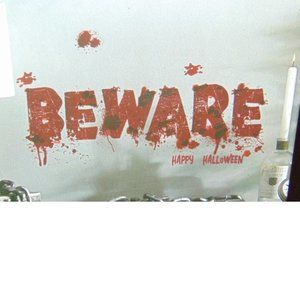 Halloween Home Decor Wall Sticker BEWARE BLOODY Removable Decal Art Mural Room